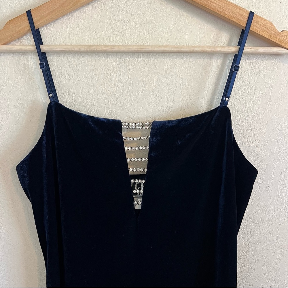 Vintage 90’s Dark Blue Velvet Maxi Dress - Picture 3 of 13